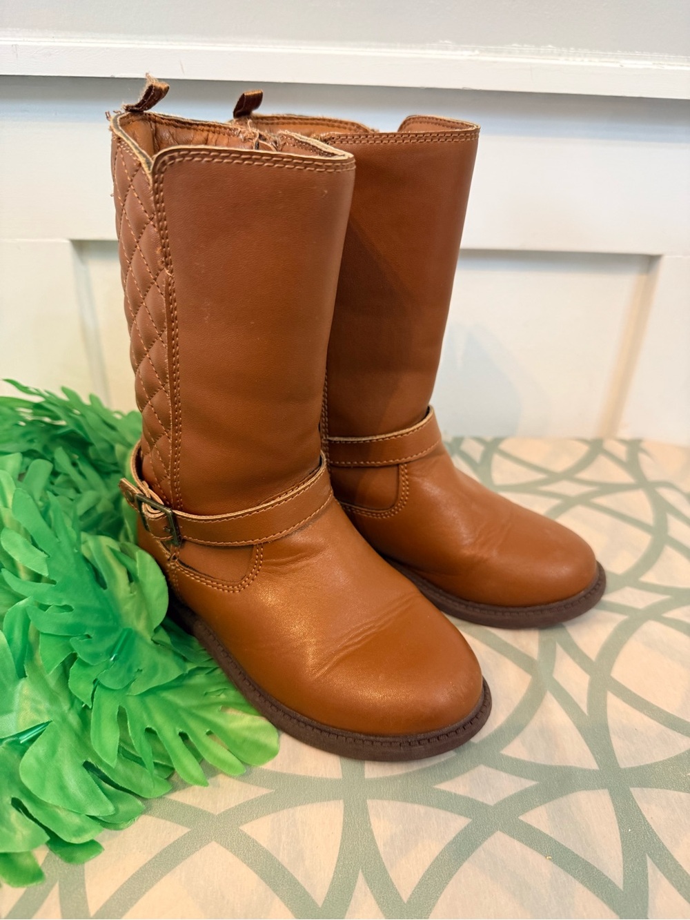 4/$25 • Joe‎ Fresh Cognac Brown Quilted Riding Boots
